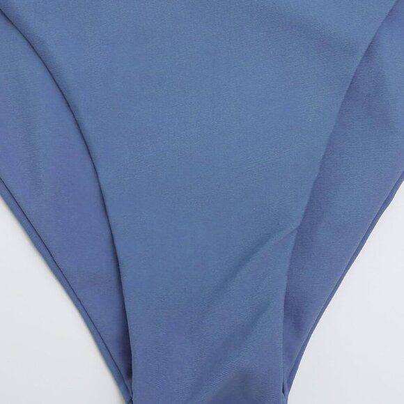 Women's High Cut String Triangle Bikini Set - Blue - Medium - Picture 5 of 5